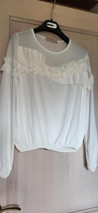 Mooie witte blouse met elastische band onderaan, Ophalen of Verzenden, Nieuw, Maat 36 (S)