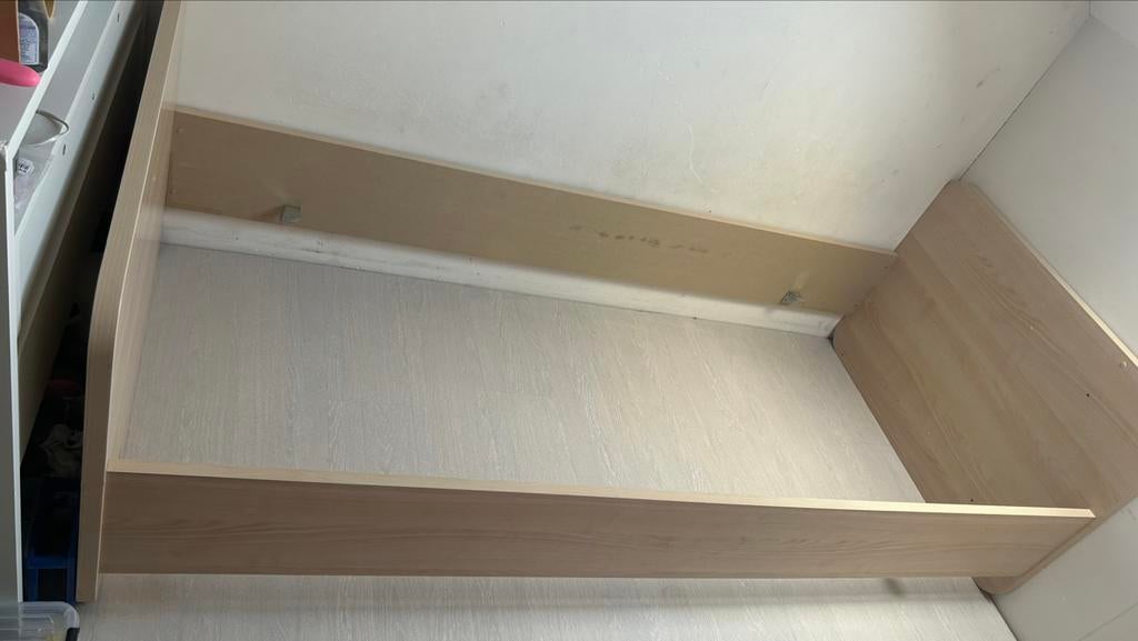 2 Kaders eenpersoons bed 90-200 met toebehoren, Maison & Meubles, 90 cm, Beige, Une personne, Enlèvement