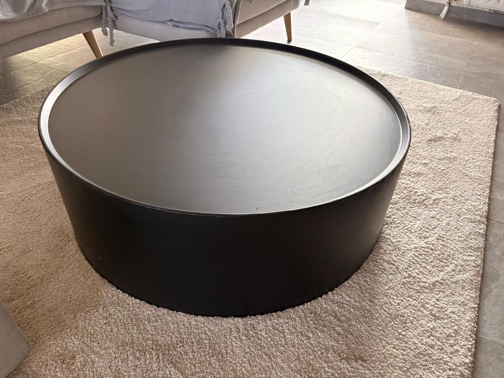 Riverdale Salontafel – Black Metal Look (Ø90cm), Moins de 50 cm, Rond, Comme neuf, Enlèvement