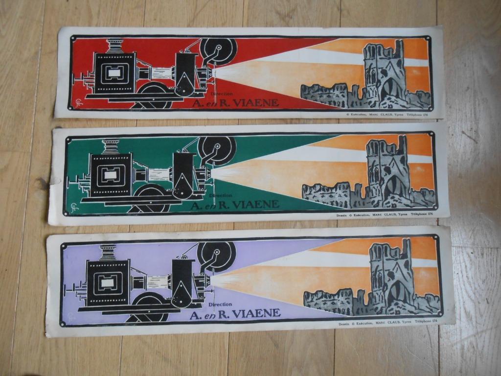 3 originele affiches met zicht Ieper na wereldoorlog 14/18, Verzamelen, Posters, Ophalen of Verzenden