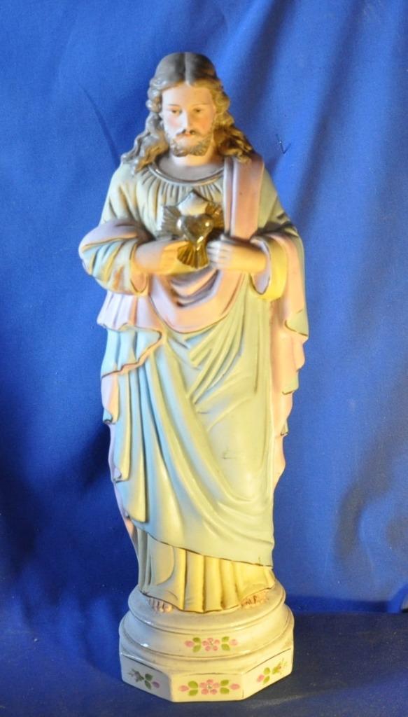 statue christ au sacre coeur en biscuit 39 cm, Antiquités & Art, Enlèvement ou Envoi