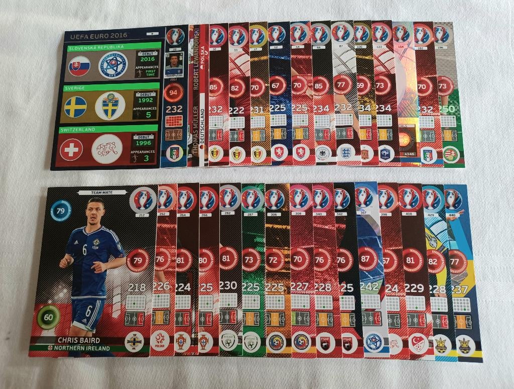 30 Euro 2016 Adrenalyn football XL Panini trading cards, Ophalen of Verzenden, Zo goed als nieuw, Meerdere plaatjes