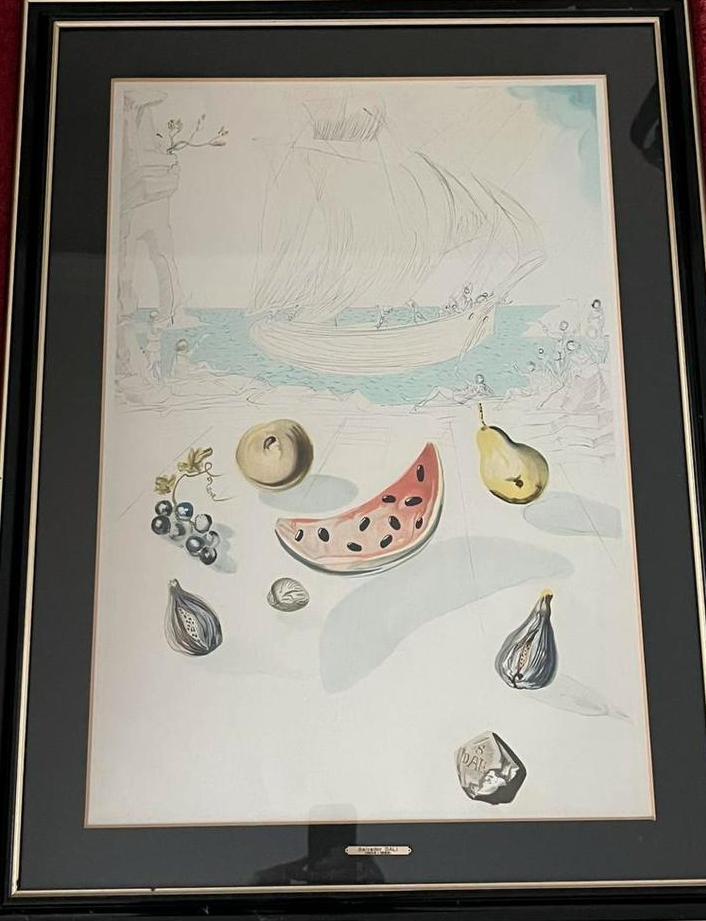 Salvador Dalí – "Ship and Fruits" – Genummerde Lithografie, Ophalen