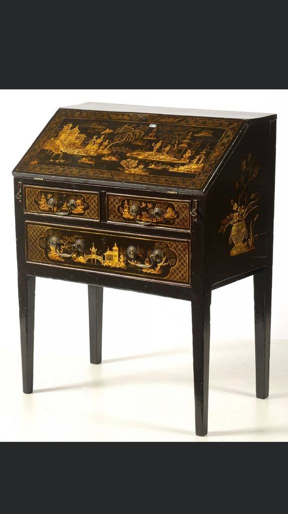 Petit bureau de pente à décor en laque de "Chinoiserie"., Maison & Meubles, Enlèvement ou Envoi, Comme neuf