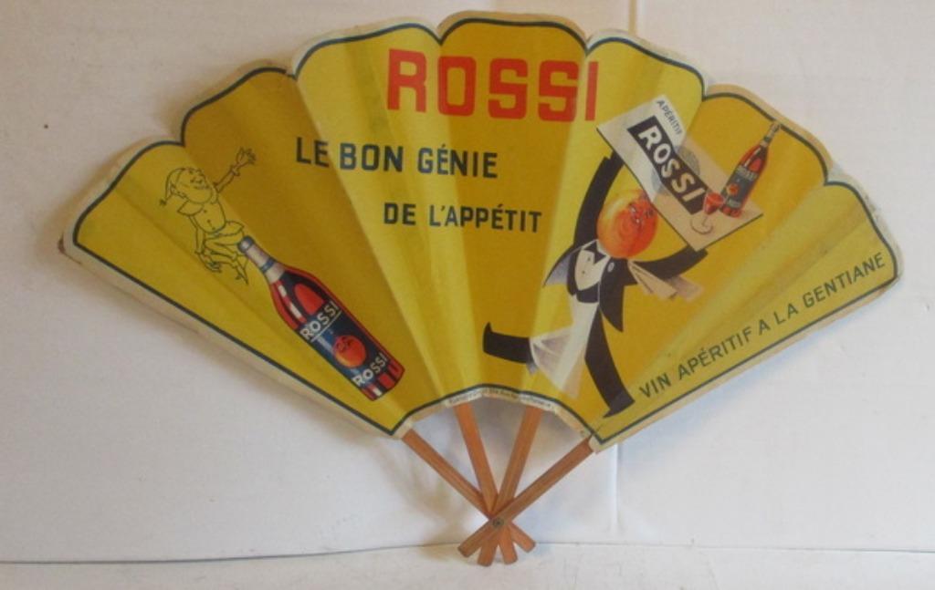 art deco papieren reclame waaier Rossi aperitief, Antiek en Kunst, Verzenden
