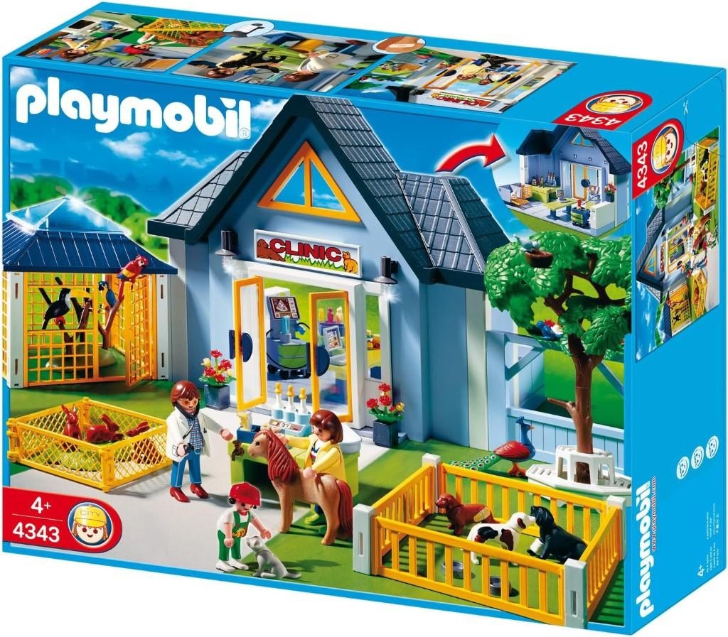 playmobil 4343 en 4346 dierenkliniek en praktijk, Enlèvement, Ensemble complet