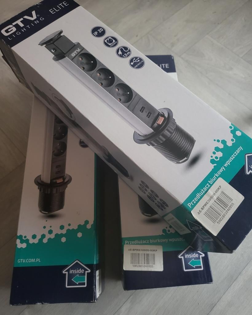 Inbouw Pop-Up Tafelblad Stekkerdoos met 2USB en 3stopcontact, Ophalen, Nieuw