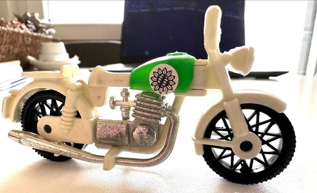 Playmobil geobra 1976, moto verte et blanche, Utilisé