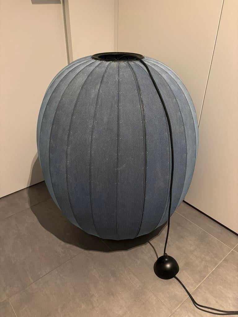 Made By Hand Knit-Wit ovale hanglamp, Huis en Inrichting, Lampen | Hanglampen, Ophalen, Zo goed als nieuw, Stof, 50 tot 75 cm