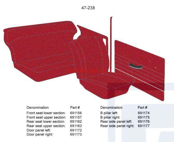 Volvo Bekleding PV544 B stijl links rood 1963-1964 code 50-2, Enlèvement ou Envoi, Neuf, Volvo