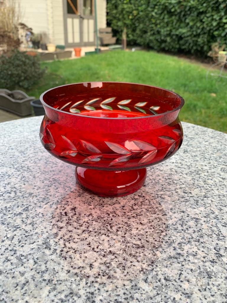 Coupe en cristal rouge et transparent, Antiquités & Art