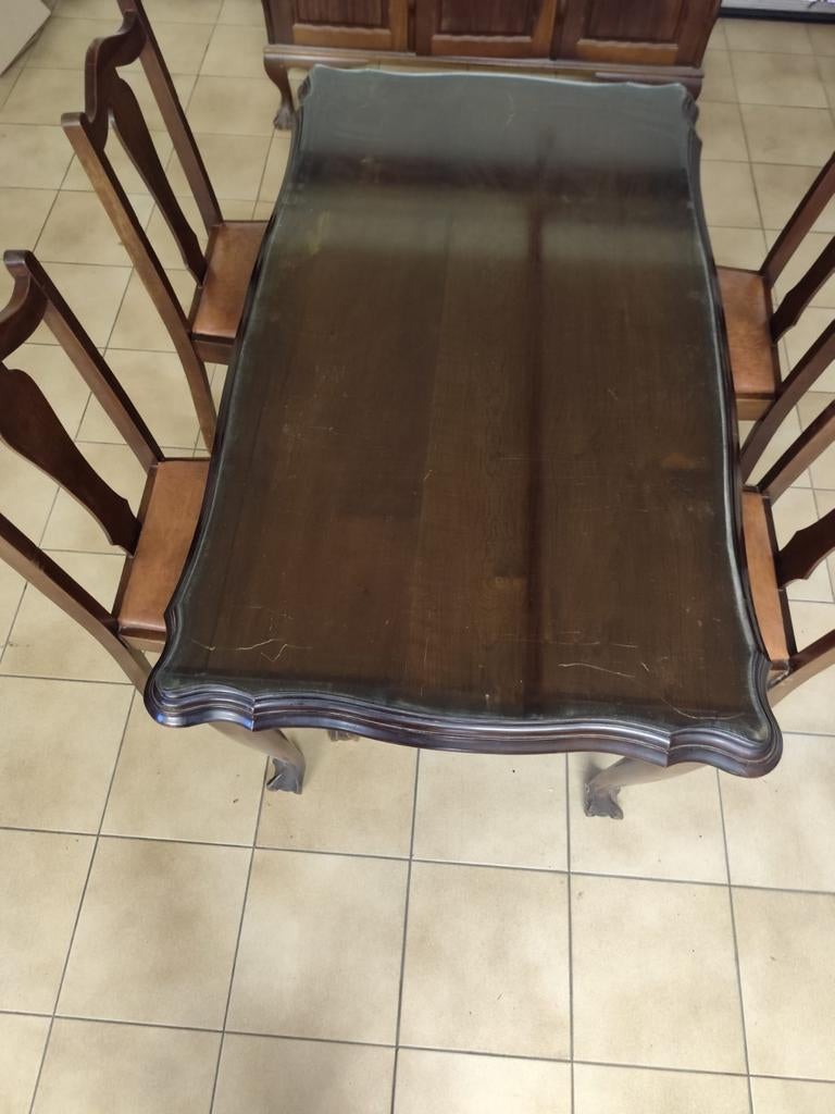 Te koop: Antieke eetkamerset (4 personen) met buffet en boek, Antiquités & Art, Enlèvement