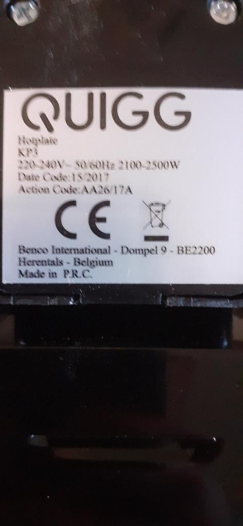 Quigg elektrisch dubbel kookvuur 2500W, Maison & Meubles, Enlèvement, Comme neuf