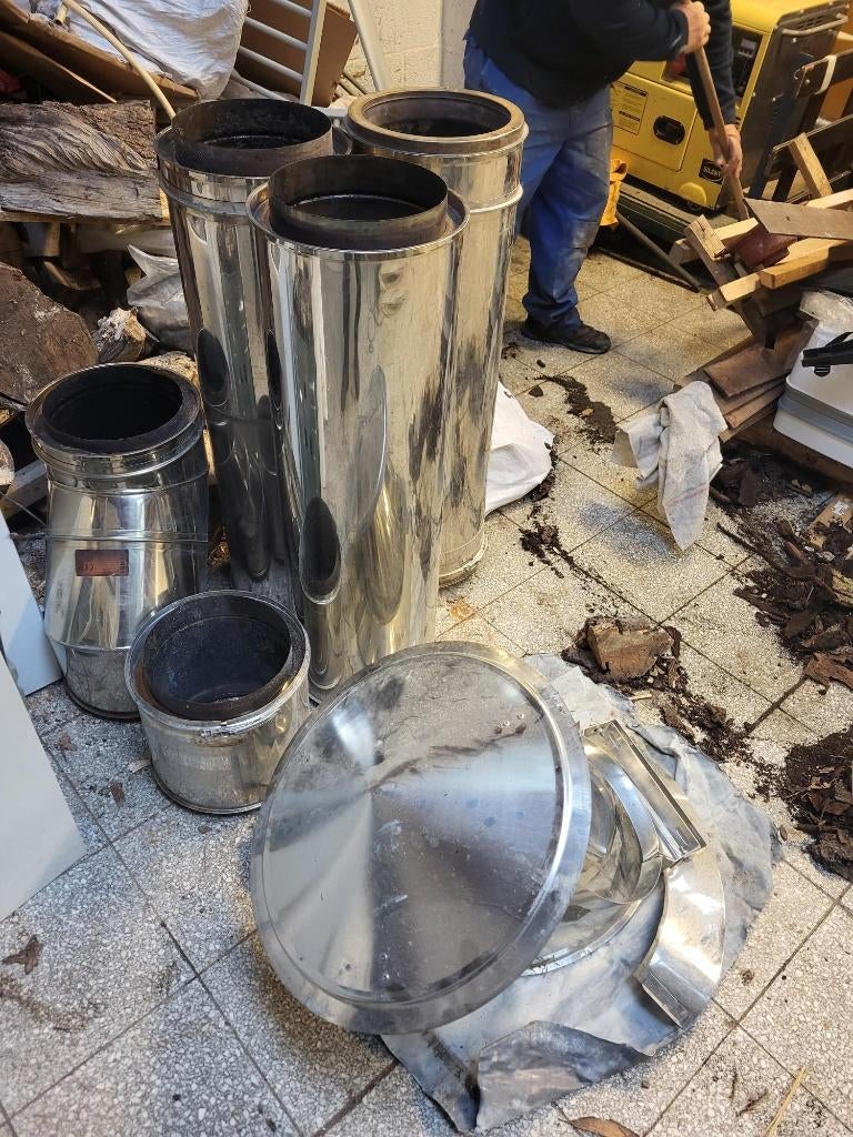 Tubage cheminée inox 250/100 double paroi + accessoires., Enlèvement