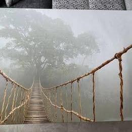 Toile IKEA BJÖRKSTA "Voyage dans la jungle" 140x100, Maison & Meubles, Enlèvement, Utilisé, Métal ou Aluminium, 75 cm ou plus