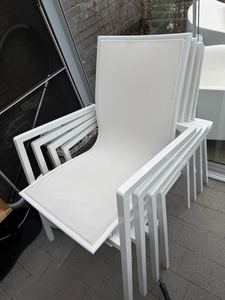 Tuinstoel 4st, Tuin en Terras, Tuinstoelen, Ophalen, Gebruikt, Aluminium, Stapelbaar