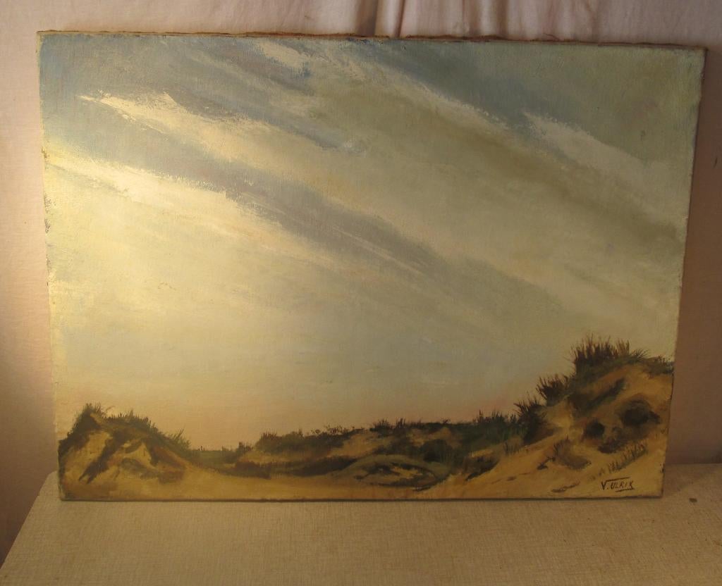 Mooi Oud Geschilderd Werk 'In de Duinen' - Valere Ulrix, Antiek en Kunst, Ophalen of Verzenden