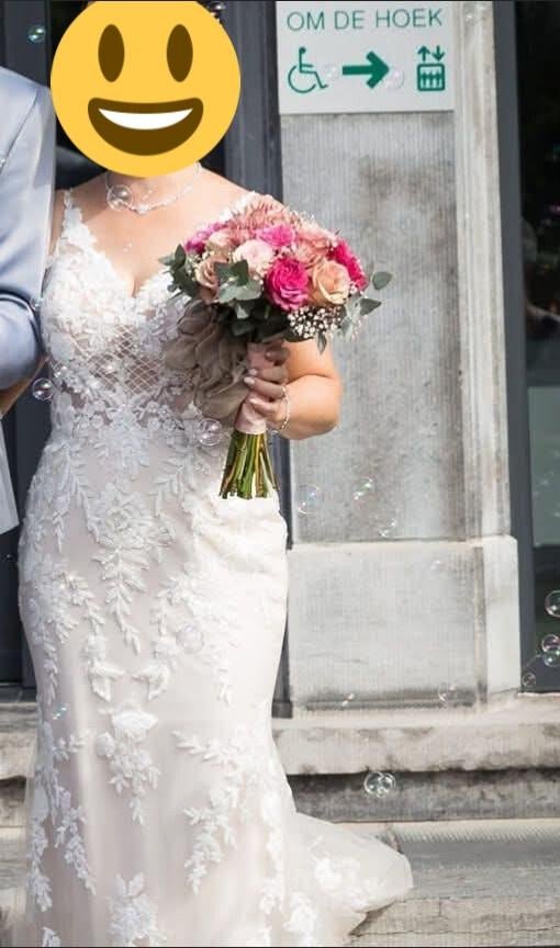 Trouwjurk, Kleding | Dames, Trouwkleding en Trouwaccessoires, Ophalen, Zo goed als nieuw, Beige, Trouwjurk