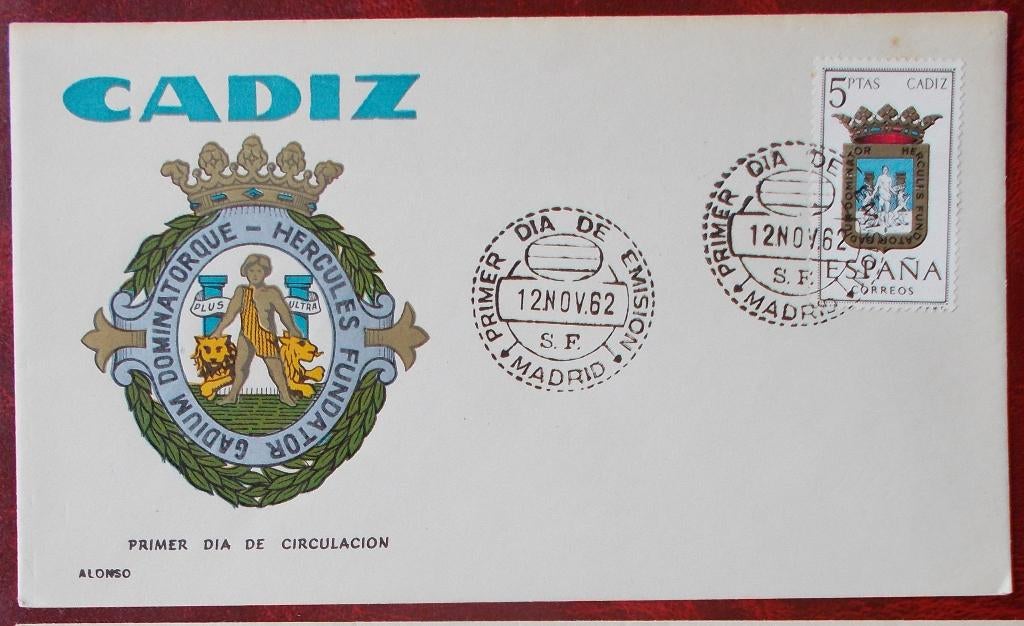 Spanje 1962 Cadiz - eerste dag van uitgifte, Envoi, Affranchi