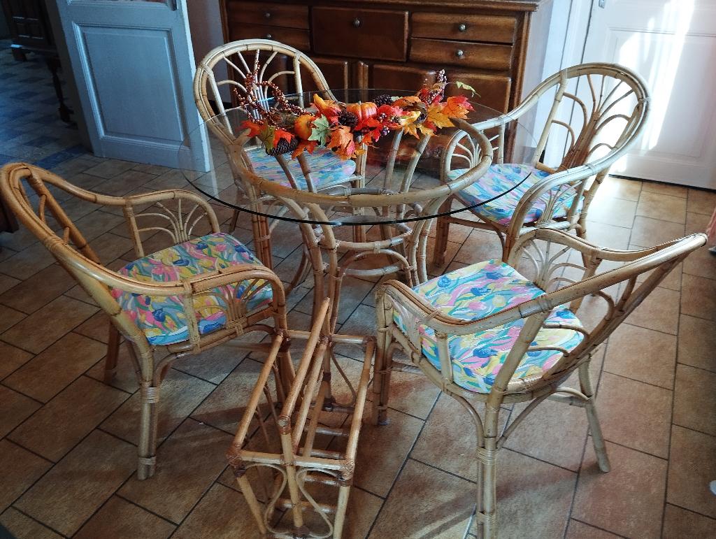 salon en rotin, Enlèvement, Utilisé, Rotin, 4 places