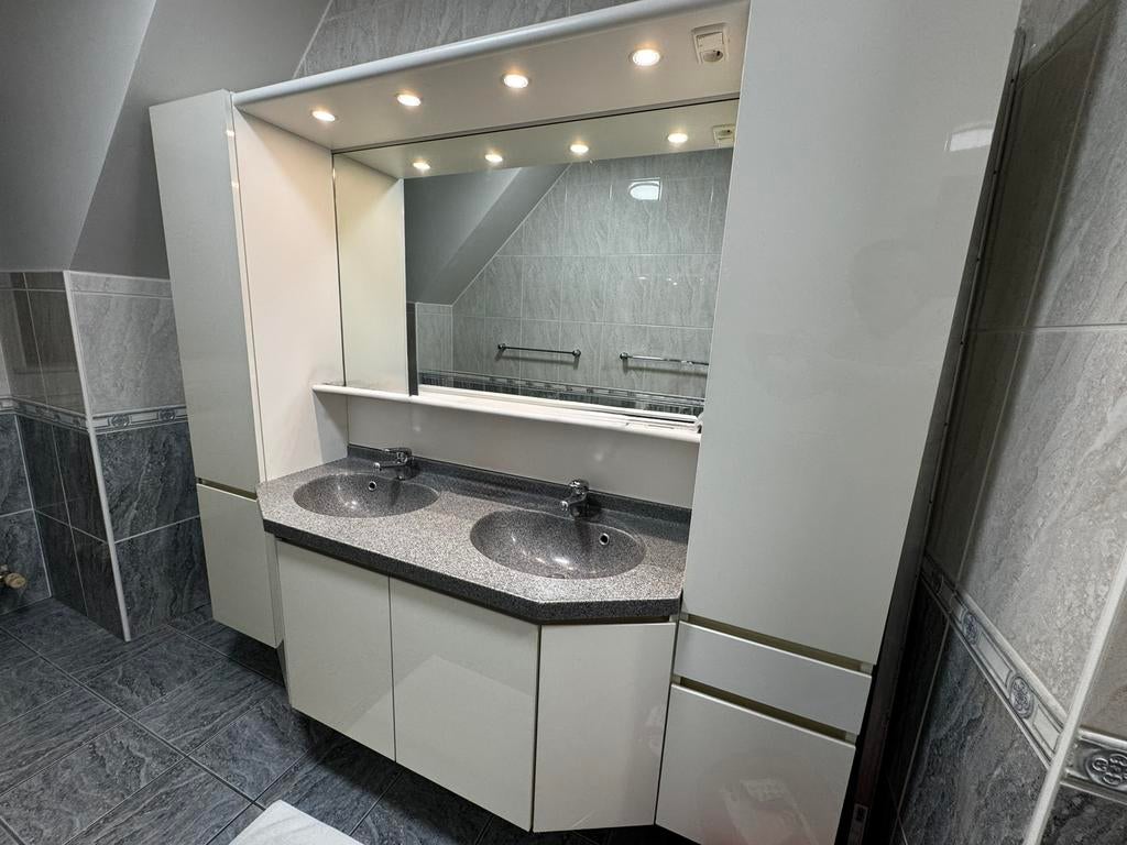 Ensemble de meubles sdb double vasques, colonnes et miroir, Enlèvement, Comme neuf