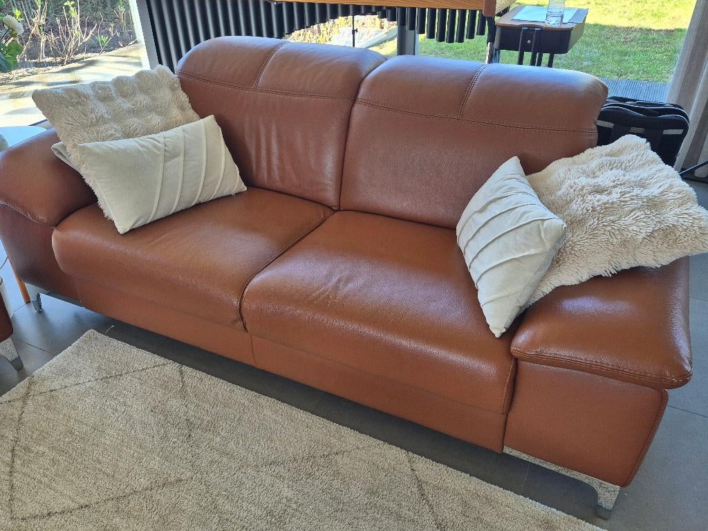 Lederen zetels cognac kleur, Ophalen, Gebruikt, Leer