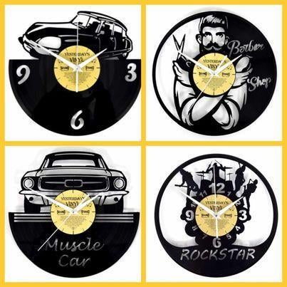 Horloge murale musicale en vinyle Triumph Barber Muscle Car, Enlèvement ou Envoi, Neuf, Analogique, Horloge murale