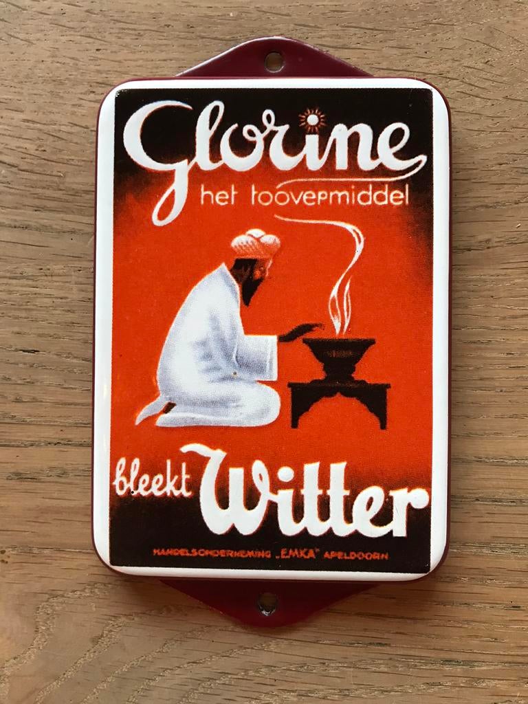 Glorine emaille reclamebord, Verzamelen, Ophalen of Verzenden, Zo goed als nieuw, Reclamebord
