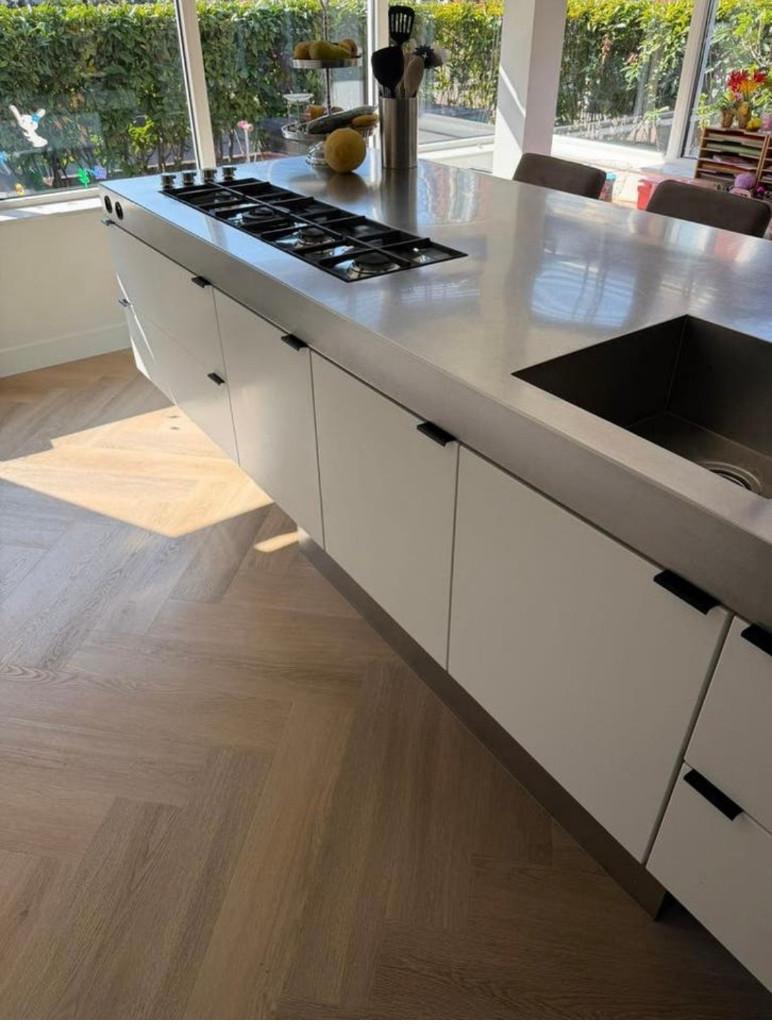 ✨Luxe Witte Keuken met Kookeiland & RVS Werkblad (Siemens)✨, Huis en Inrichting, Gebruikt, Staal of Inox, Wit, Dubbelwandige keuken