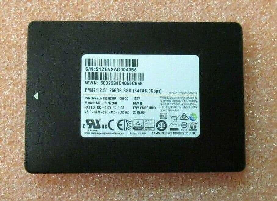 256Gb SSD Samsung PM871 CM871a MZ-7PD256M, Enlèvement ou Envoi, Interne, Utilisé, Samsung