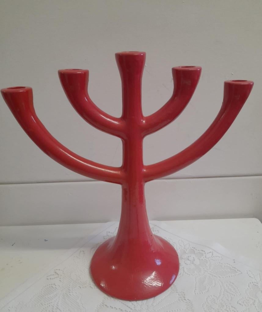 Geëmailleerde Gietijzeren kandelaar, 25 tot 50 cm, Ophalen of Verzenden, Zo goed als nieuw, Kandelaar