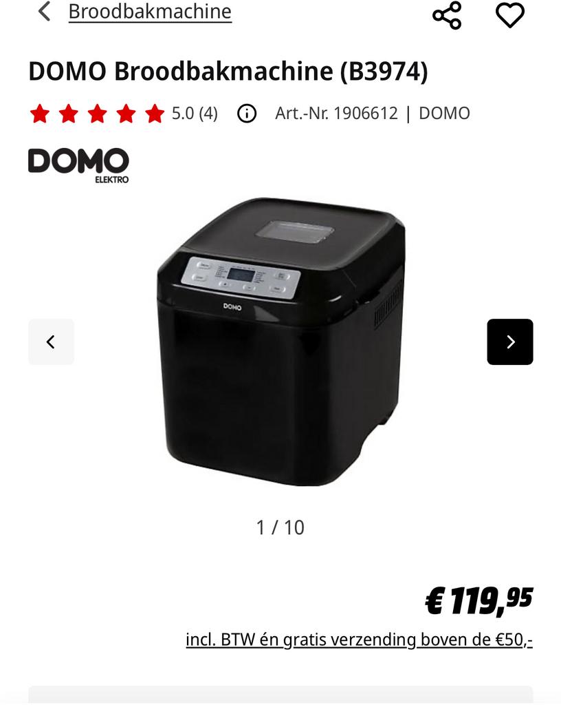 Domo broodbakmachine, Electroménager, Machines à pain, Enlèvement ou Envoi, Comme neuf