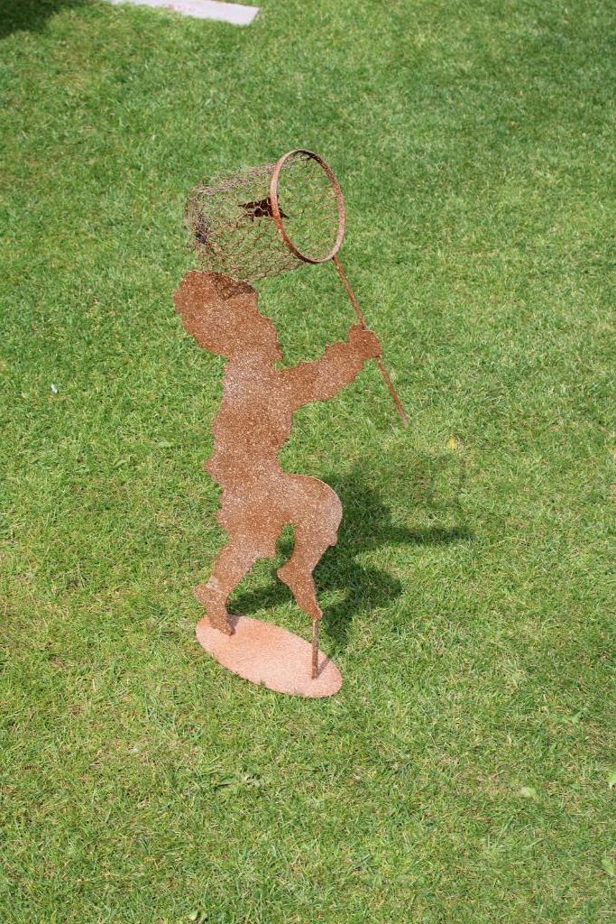 statue plaque fer forgé pat : un garçon a la chasse ., Jardin & Terrasse, Enlèvement, Neuf, Métal, Autres types