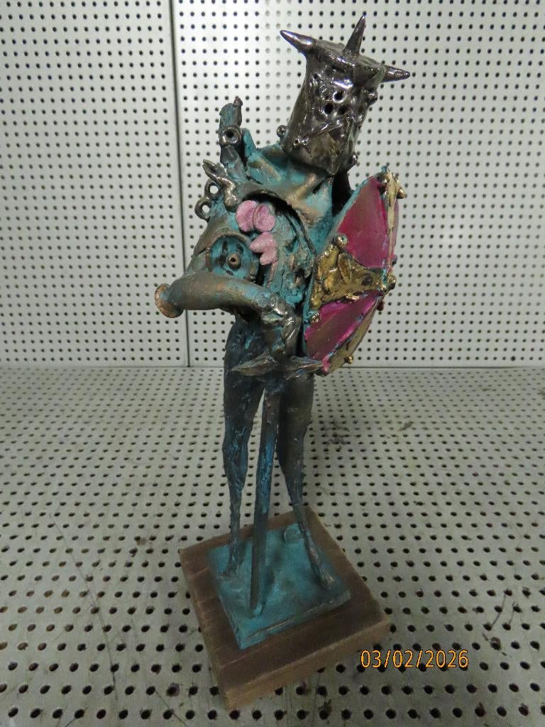 Beeld gemaakt door Carlo Zoli Beeldje Mythologische Ridder, Ophalen of Verzenden, Gebruikt, Fantasy