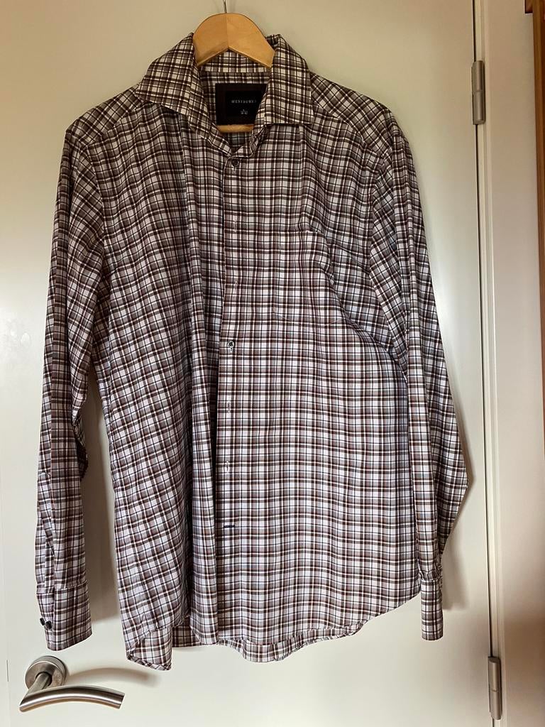 Westbury herenshirt L, Gedragen, Bruin, Westbury, Halswijdte 41/42 (L)