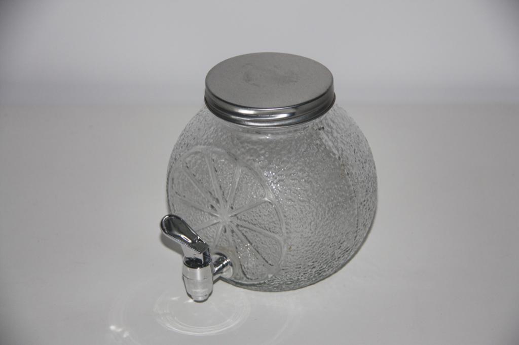 Drankdispenser / glazen limonade tap 1Liter, Verzenden, Gebruikt, Glas, Glas of Glazen