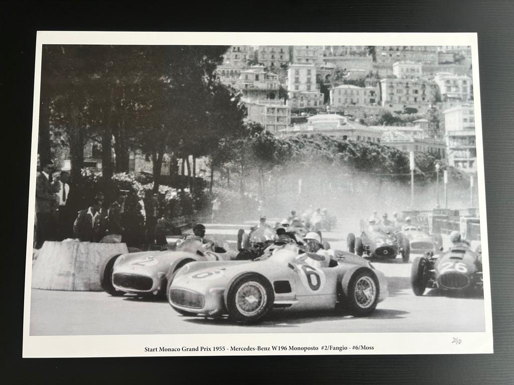 Affiche Fangio/Stirling Moss Formule 1 Monaco 1955, Enlèvement ou Envoi, Comme neuf, ForTwo