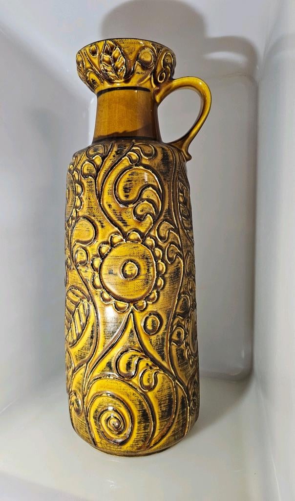 Bay Keramiek
West Duitse Vintage XL vaas met bloemen 73 45, Ophalen of Verzenden