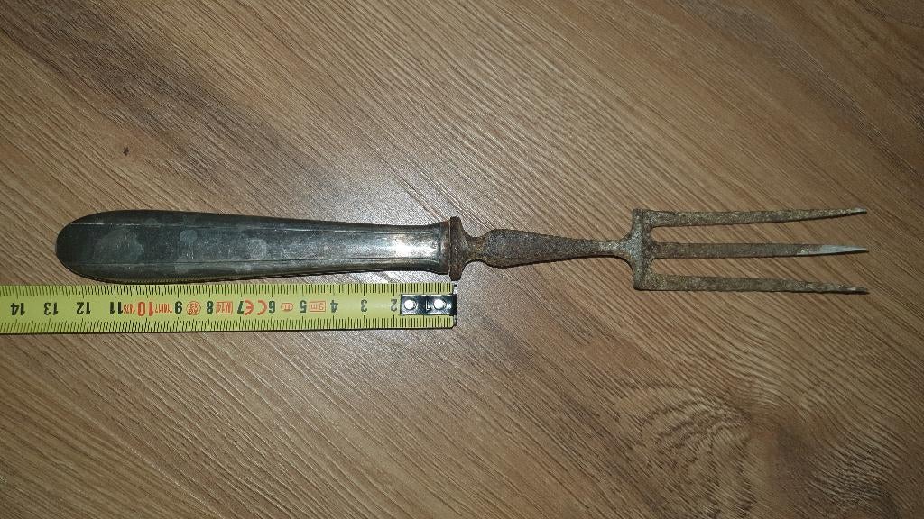 Ancienne grosse fourchette en argent pour servir, Enlèvement, Utilisé, Argent, Couverts en vrac