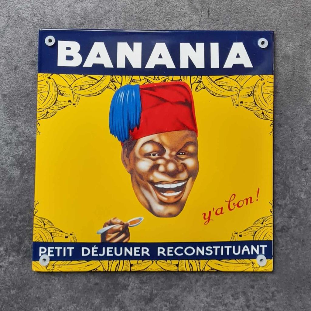 Banania emaillen reclame bordje retro decoratie bordjes kado, Collections, Marques & Objets publicitaires, Comme neuf, Panneau publicitaire
