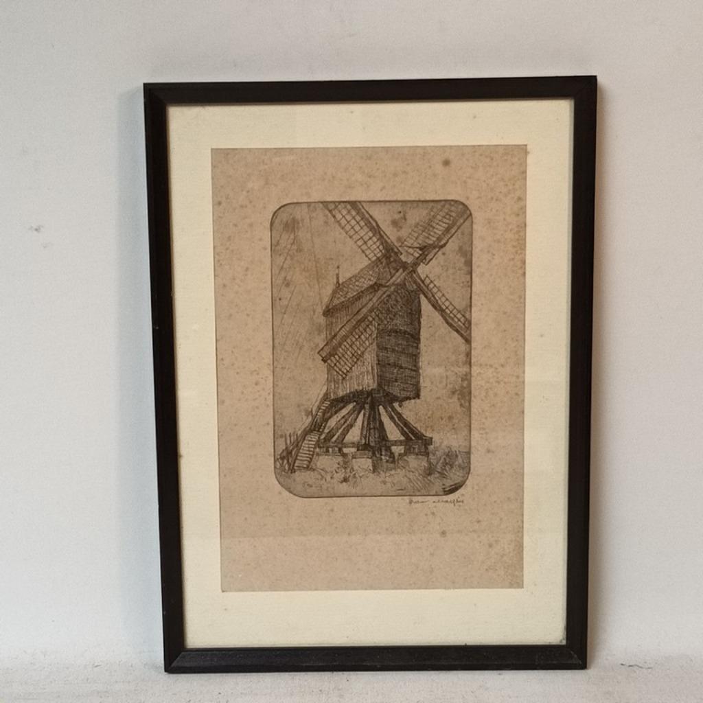 Romain Malfliet (1910-2006) - ets - "Bakkers molen", Antiquités & Art, Enlèvement ou Envoi