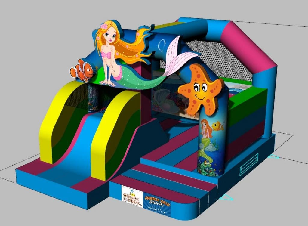 Nieuw springkasteel zeemeermin, Hobby en Vrije tijd, Feestartikelen | Verhuur, Ophalen