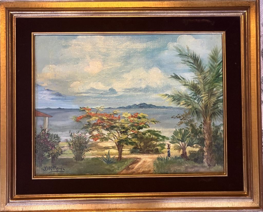 Paysage africain Congo -  Huile sur toile (Joseph  Willems), Enlèvement