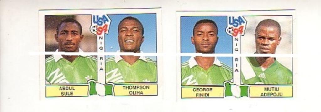 Panini USA '94/Nigeria/2 autocollants Finidi/imprimé noir, Envoi, Comme neuf, Affiche, Image ou Autocollant