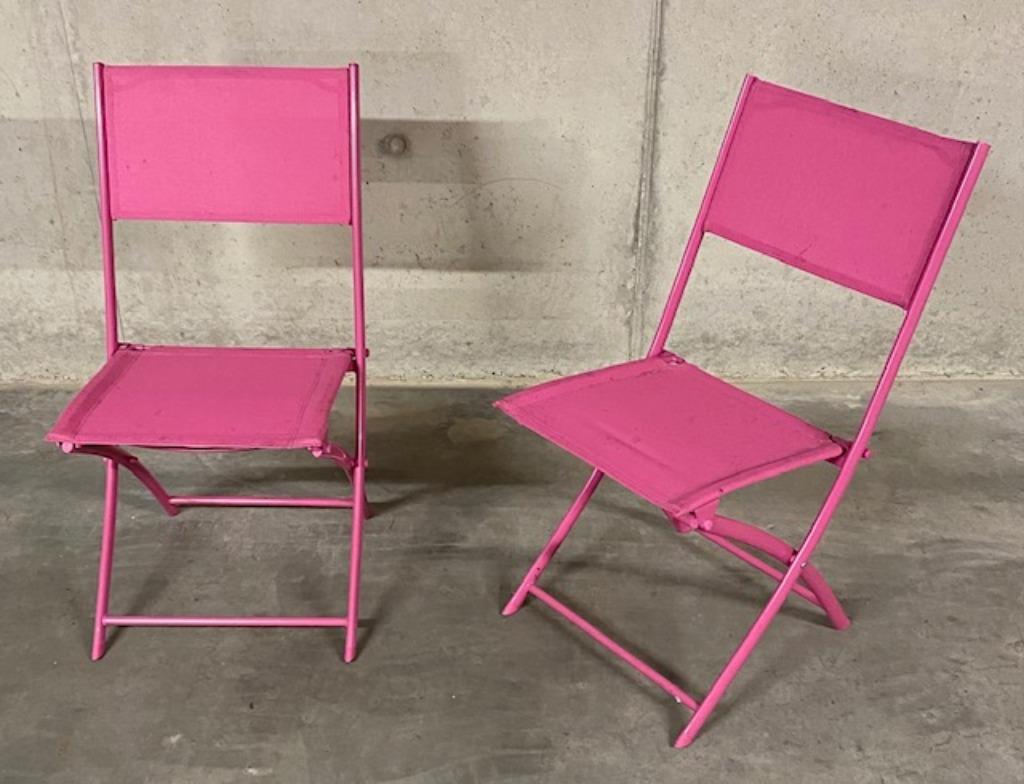 Leuke roze opklapbare tuinstoelen, Jardin & Terrasse, Chaises de jardin, Enlèvement, Comme neuf, Textilène, Pliant