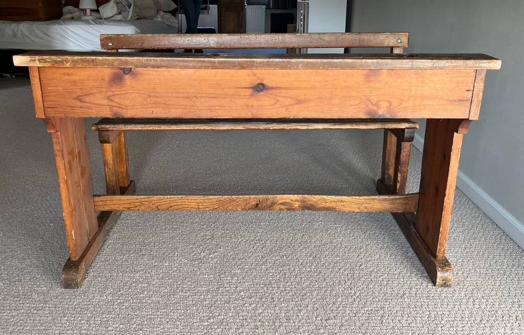 Bureau d'école vintage en chêne, Maison & Meubles, Bureaux, Utilisé, Enlèvement