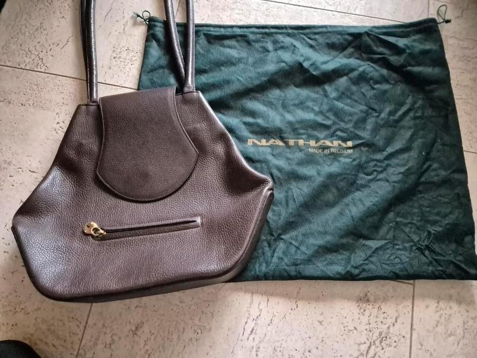 Bruine lederen vintage Nathan handtas- perfecte staat, Handtassen en Accessoires, Tassen | Damestassen, Ophalen of Verzenden, Handtas