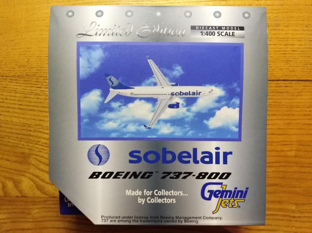 Modèle Boeing B737-800 Sabena Sobelair Scale 1-400, Collections, Souvenirs Sabena, Neuf, Enlèvement ou Envoi