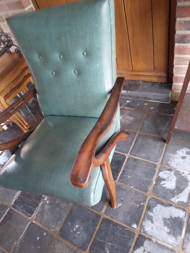 Vintage eenpersoonszetel, Huis en Inrichting, Ophalen, Gebruikt, Hout