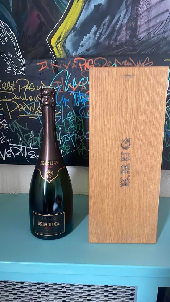 Champagne Krug 2008 coffret bois luxe, Collections, Vins, Comme neuf, Champagne, Enlèvement ou Envoi
